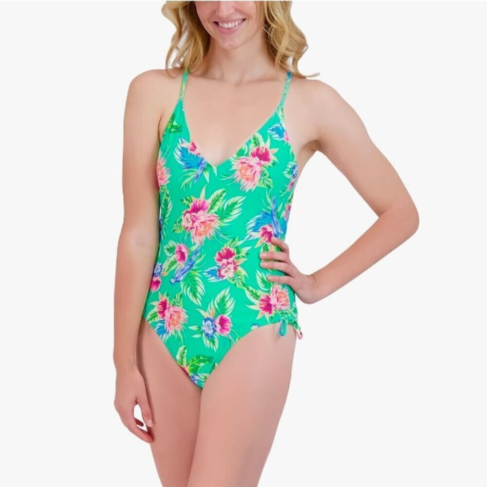 One Piece Swimsuit Adjustable V Neck Tummy Control, Size: Small